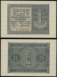 1 złoty 1.03.1940, seria B, numeracja 2428423, W