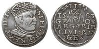 trojak 1585, Ryga, Duża głowa króla., Iger R.85.