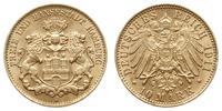 10 marek 1911 J, Hamburg, złoto 3.97 g, pięknie 