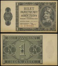 1 złoty 1.10.1938, seria IA 3190080, przebarwien