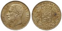 5 franków 1875, Bruksela, złocista patyna, bardz