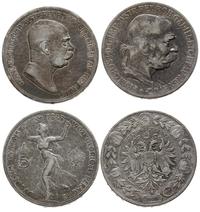 zestaw 2 x 5 koron, 5 koron 1900 i 5 koron 1908,