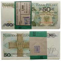 Polska, bankowa paczka banknotów 100 x 50 złotych, 1.12.1988