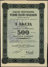 1 akcja na okaziciela na 500 złotych 1938, numer