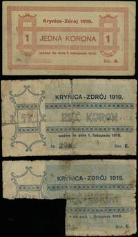 zestaw: 1 x 1 korona, 2 x 5 koron 1919, 1 korona