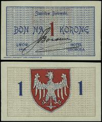 bon na 1 koronę 1919, bez oznaczenia serii i num