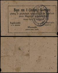 bon na 1 koronę 1917 (listopad), złamany w pioni