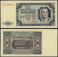 20 złotych 1.07.1948, seria FU, numeracja 490425