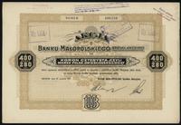 Polska, Bank Małopolski; akcja na 400 koron = 280 marek polskich, 30.12.1921, nume..