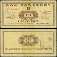 bon na 5 dolarów 1.10.1969, seria FE, numeracja 