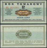 bon na 1 cent 1.07.1969, seria GL, numeracja 165