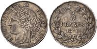 5 franków 1871/K, Bordeaux, b. rzadkie, Gadoury 