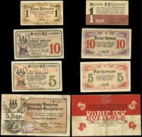 dawny zabór rosyjski, zestaw bonów o nominałach: 1 kopiejka, 2 x 5 kopiejek, 1 x 10 kopiejek