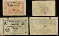 zestaw bonów: 2 i 5 marek 1920, razem 2 sztuki, 