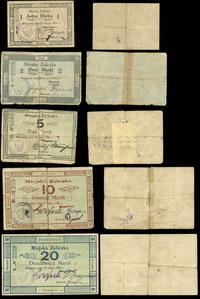 Prusy Zachodnie, zestaw bonów: 1, 2, 5, 10, 20 marek, 16.02.1920