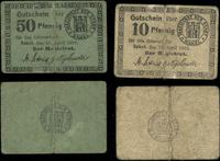 zestaw bonów: 10 i 50 fenigów 15.04.1919, razem 