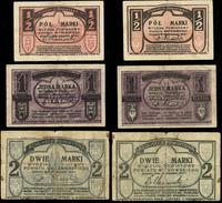 Wielkopolska, zestaw bonów: 1/2 marki, 1 marka, 2 marki, 21.11.1919