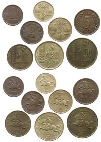 Litwa, zestaw: 50 centów 1925, 20 centów 1925 10 centów 1925, 5 centów 1925, 5 centów 1936, 2 centy 1936, 1 cent 1925, 1 cent 1