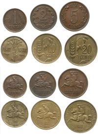 Litwa, zestaw: 20 centów 1925 10 centów 1925, 5 centów 1925, 5 centów 1936, 2 centy 1936, 1 cent 1936