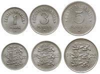 Estonia, zestaw: 5 marek, 3 marki, 1 marka, 1922