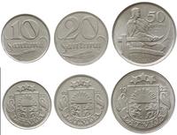 Łotwa, zestaw: 50 santimów 20 santimów, 10 santimów, 1922