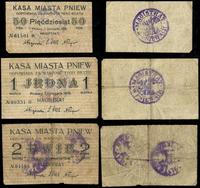 Wielkopolska, zestaw bonów: 50 fenigów, 1 marka, 2 marki, 1.11.1919