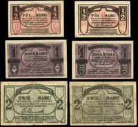 Wielkopolska, zestaw bonów: 1/2 marki, 1 marka, 2 marki, 29.11.1919