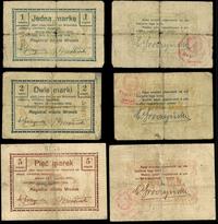Wielkopolska, zestaw bonów: 1, 2 i 5 marek, 3.11.1919