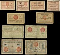 Prusy Zachodnie, zestaw bonów: 50 fenigów, 1 marka, 2 marki, 10 marek i 20 marek, 1.03.1920