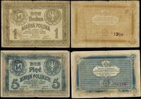 dawny zabór rosyjski, zestaw bonów: 1 i 5 marek polskich, ważne do 1.03.1921
