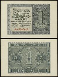1 złoty 1.08.1941, seria AA, numeracja 6203618, 