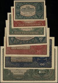Polska, zestaw: 1 marka polska, 2 marki polskie, 10, 20, 50, 100, 500 marek polskich 23.08.1919 i 1/2 marki polskiej 7.02.1920