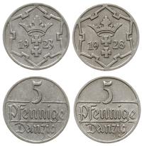 Polska, zestaw: 2 x 5 fenigów, 1923, 1928 (rzadki rocznik)