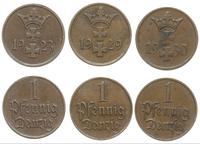 Polska, 3 x 1 fenig, 1923, 1929 i 1930
