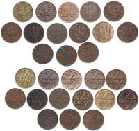 Polska, komplet monet 2 groszowych, 1923, 1925, 1927, 1928,1930, 1931, 1932,