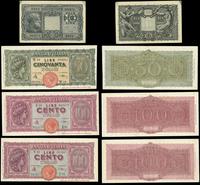 Włochy, zestaw: 10 lirów 23.11.1944, 50 lirów i 2 x 100 lirów 10.12.1944