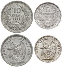 zestaw: 5 i 10 centavos 1938, Santiago, miedzion