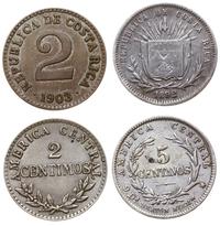 zestaw: 2 centimos 1903 (San Jose) i 5 centimos 