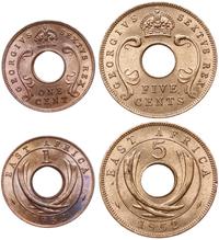 zestaw: 1 i 5 centów 1952, Londyn, brąz, razem 2