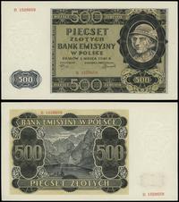 500 złotych 1.03.1940, seria B 1528659, piękne, 