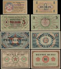Łotwa, zestaw bonów 1, 3, 5 i 10 rubli, 1919
