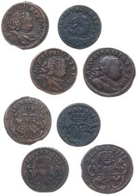 Polska, zestaw: 4 x szeląg miedziany, 1751, 2 x 1752, 1755