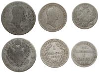 Polska, zestaw: 2 złote 1818 (Warszawa), 1 złoty 1832 (Warszawa) i 15 kopiejek = 1 złoty 1836 (Petersburg)