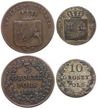zestaw 10 i 3 grosze 1831, Warszawa, razem 2 szt
