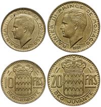 zestaw: 20 i 10 franków 1951, Paryż, brąz alumin