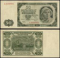 50 złotych 1.07.1948, seria A, numeracja 7-cyfro