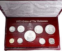 zestaw monet z rocznika 1973 o nominałach: 1, 5,