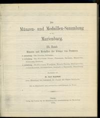 wydawnictwa zagraniczne, Münzen-und Medaillen - Sammlung in der Marienburg, tom III (1740-1861) i tom IV (1861-1888 i dodatki). Fotokopie w dwóch