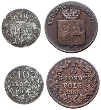 Polska, zestaw: 3 i 10 groszy, 1831