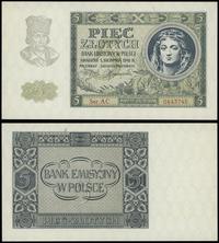 5 złotych 1.08.1941, seria AC, numeracja 0443745